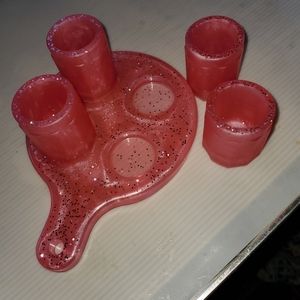 Epoxy resin shot glasses with holder/coaster